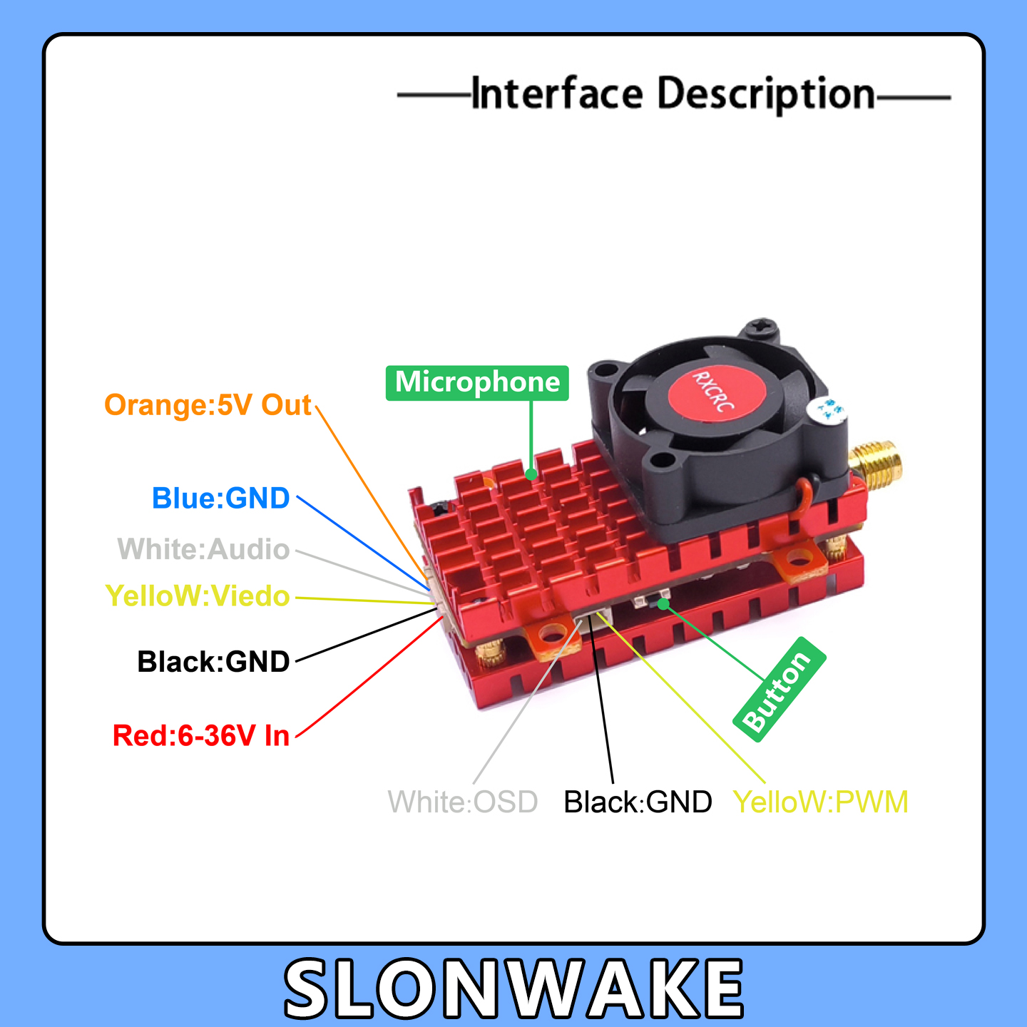 SLONWAKE 5.8G 2W VTX FPV กล้อง - Drone Racing Camera บทวิจารณ์และราคา